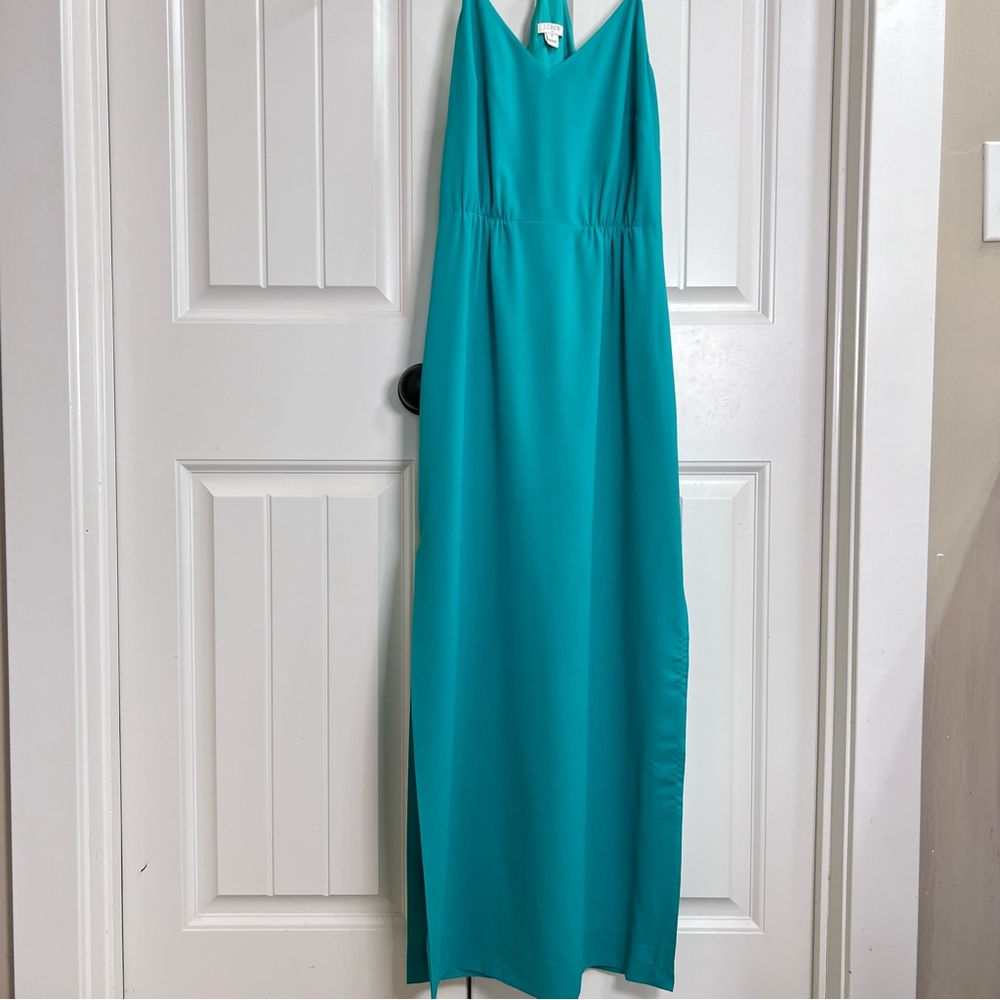 JCrew Womens Racerback Maxi Dress in Emerald Green, Size 0